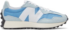 New Balance White & Blue 327 Sneakers