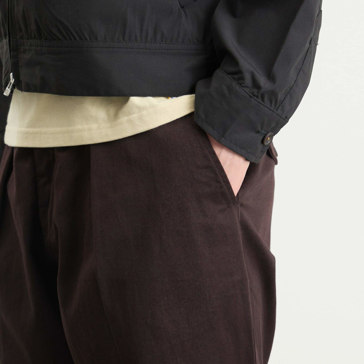 Universal Works Men's Twill Pleated Track Pant in Brown