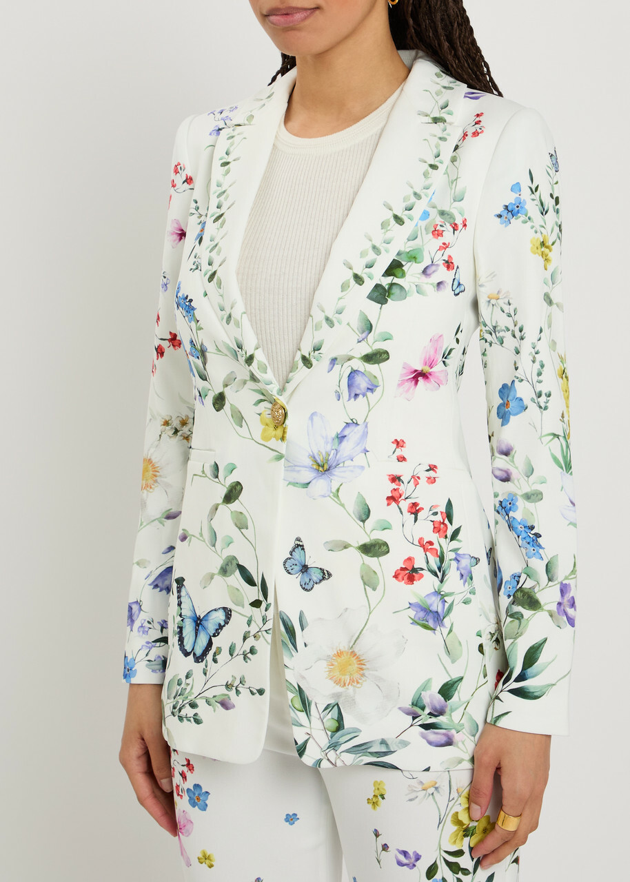 Alice + Olivia Breann Floral Print Crepe Blazer Multicoloured