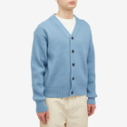 Auralee Men's French Merino Rib Cardigan in Light Blue