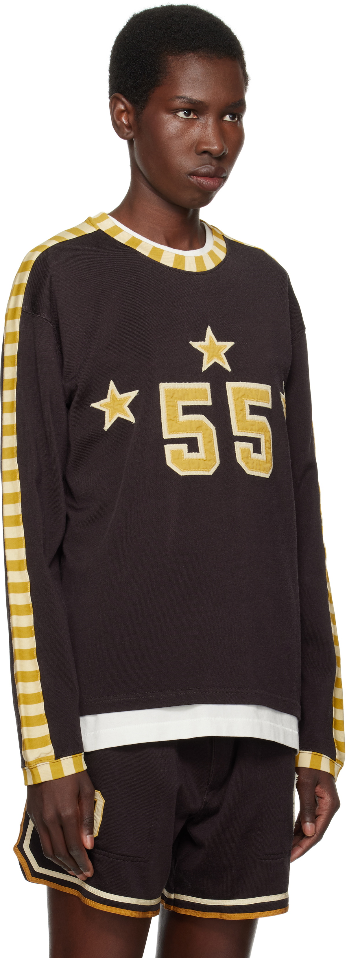 Bode Brown Medalist Appliqué Long Sleeve T-shirt