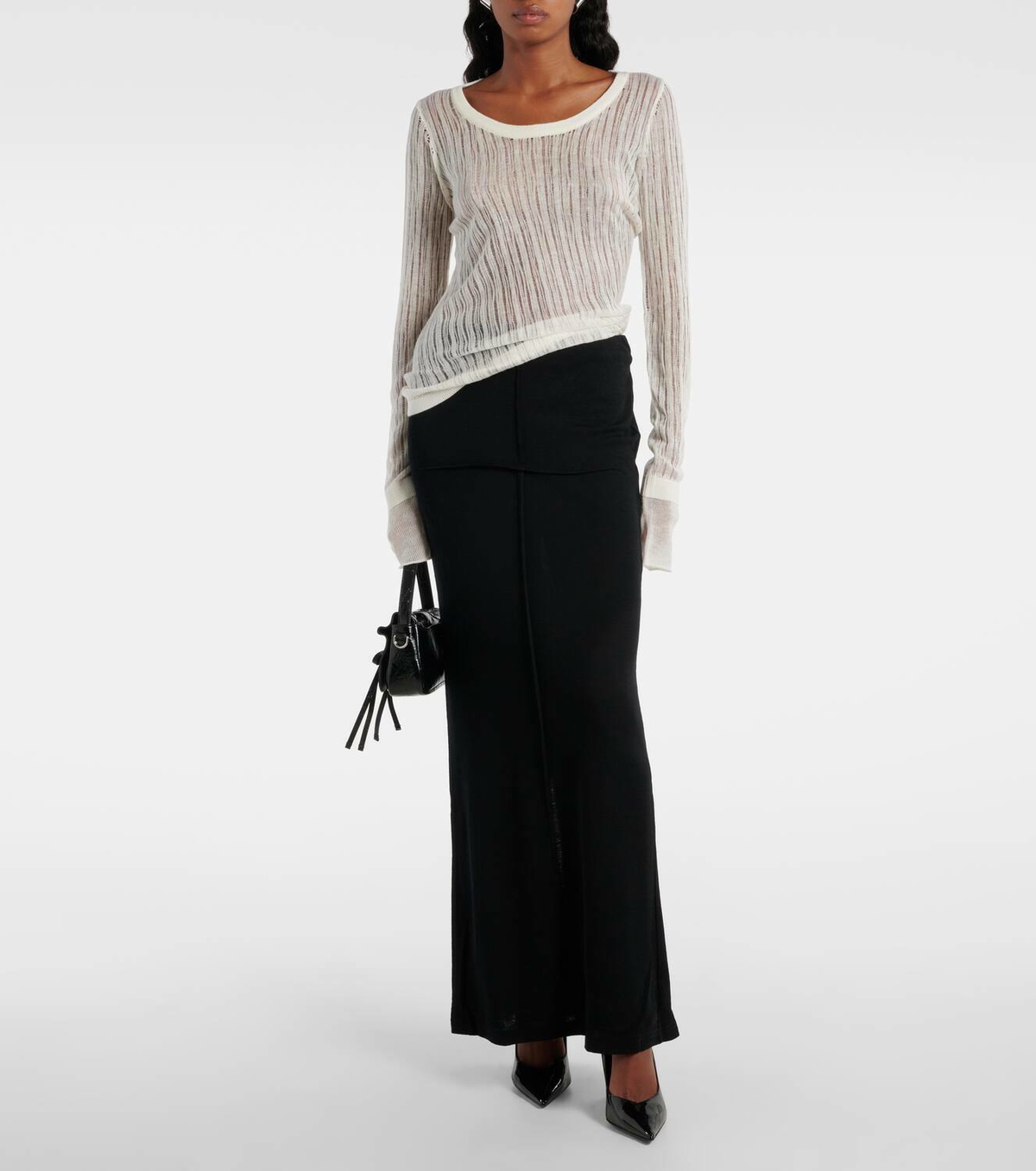 Didu Distressed ribbed-knit cotton top