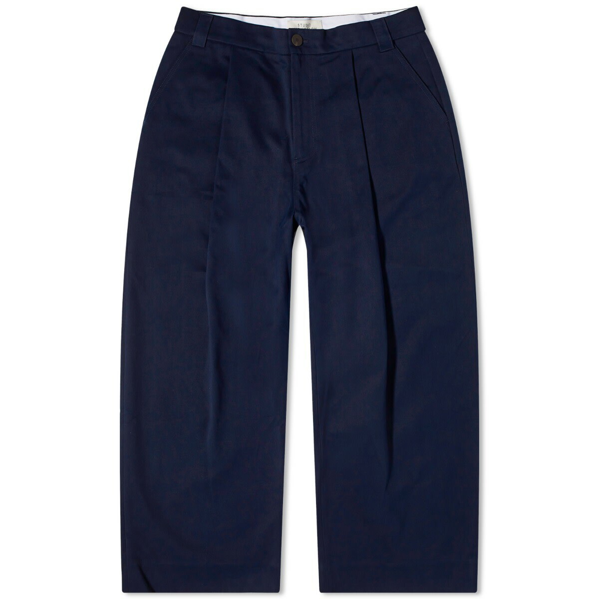 Studio Nicholson Men's Sorte Deep Pleat Volume Twill Pants in Dark Navy