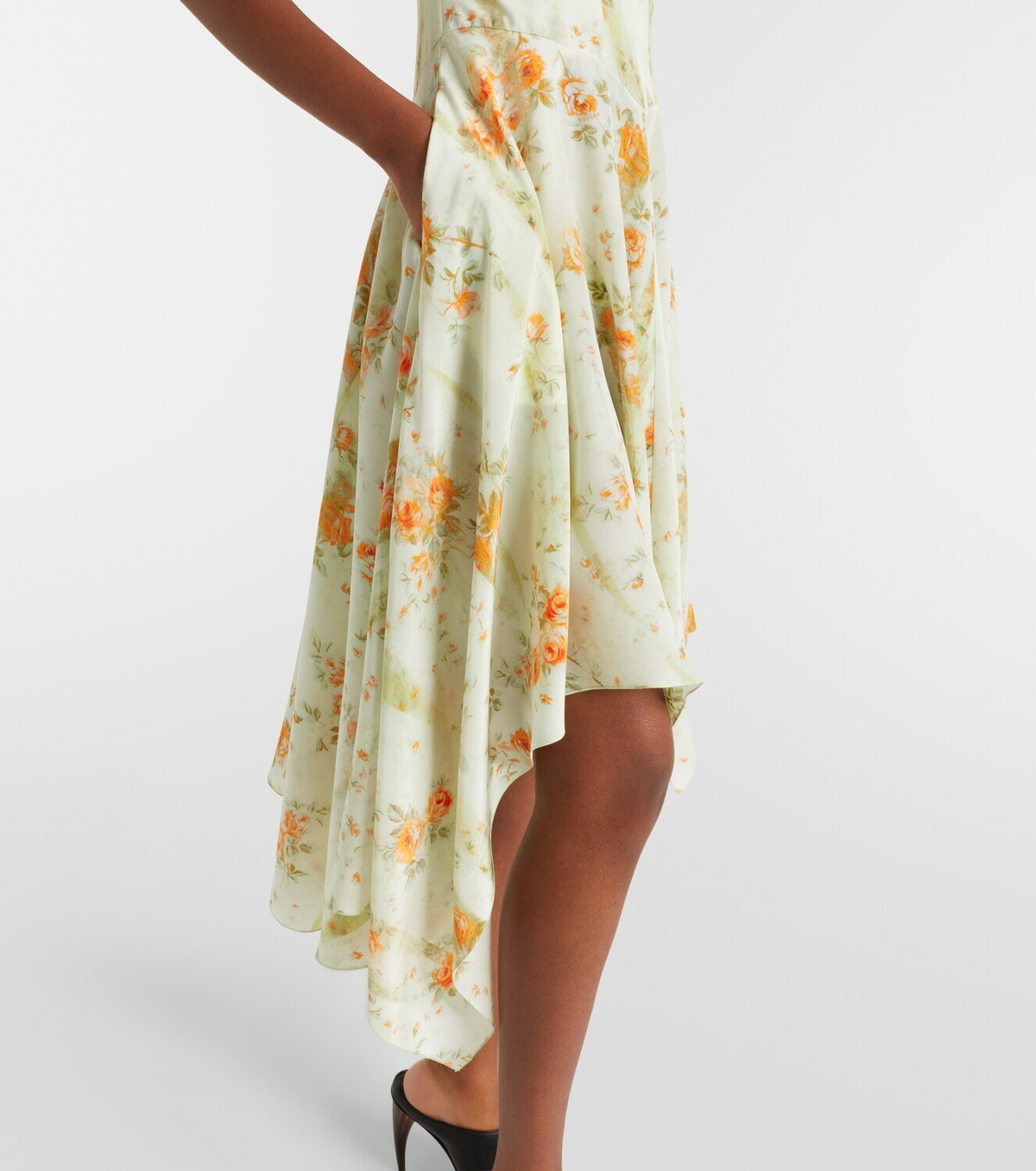 McQueen Floral asymmetric midi dress