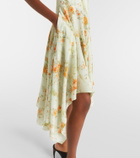 McQueen Floral asymmetric midi dress