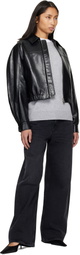 AGOLDE Black Dixon Recycled Leather Bomber Jacket