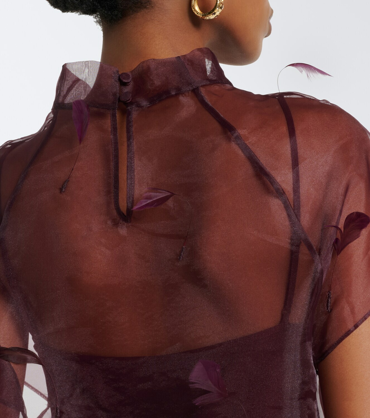 Simkhai Pauline feather-trimmed organza midi dress