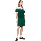 Casablanca Green Boucle Stripe Short Sleeve Polo