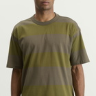 YMC Men's Triple Wide Stripe T-Shirt in Green Multi