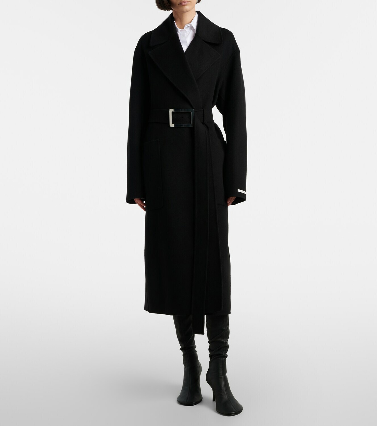 Sportmax Belted virgin wool wrap coat