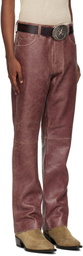 GUESS USA Burgundy Crackle Leather Pants