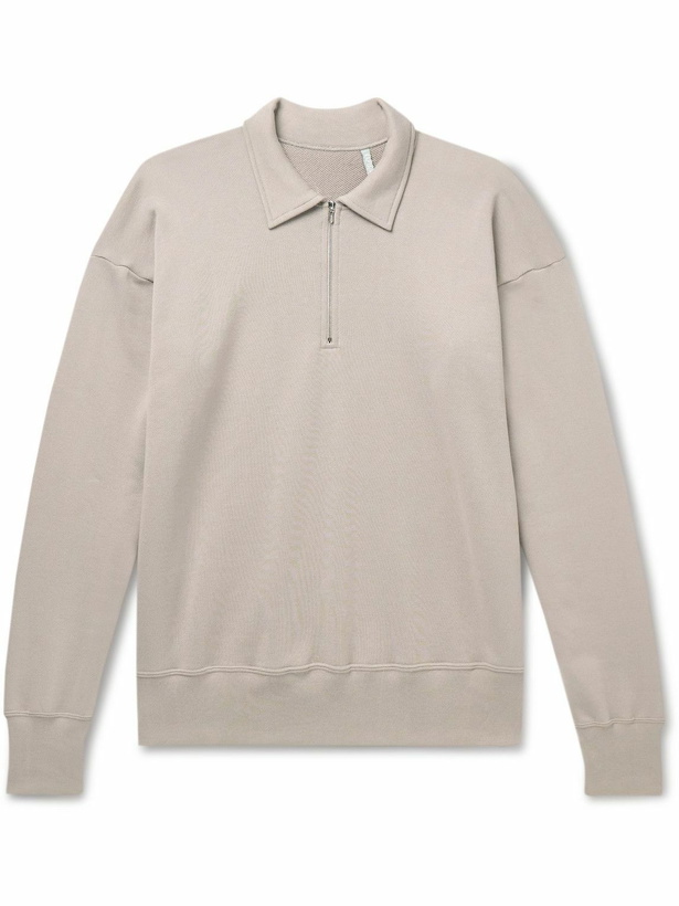 Photo: Kaptain Sunshine - Suvin Cotton-Jersey Half-Zip Sweatshirt - Brown