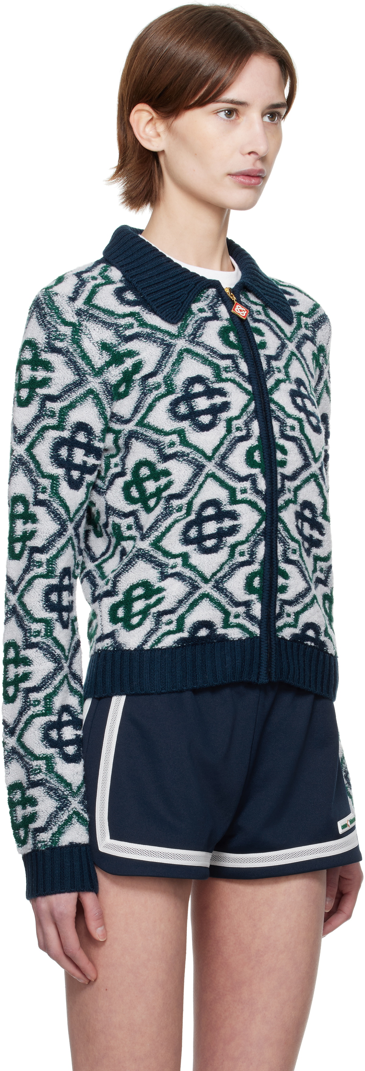 Casablanca Multicolor Monogram Knit Zip Cardigan