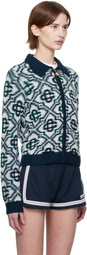 Casablanca Multicolor Monogram Knit Zip Cardigan