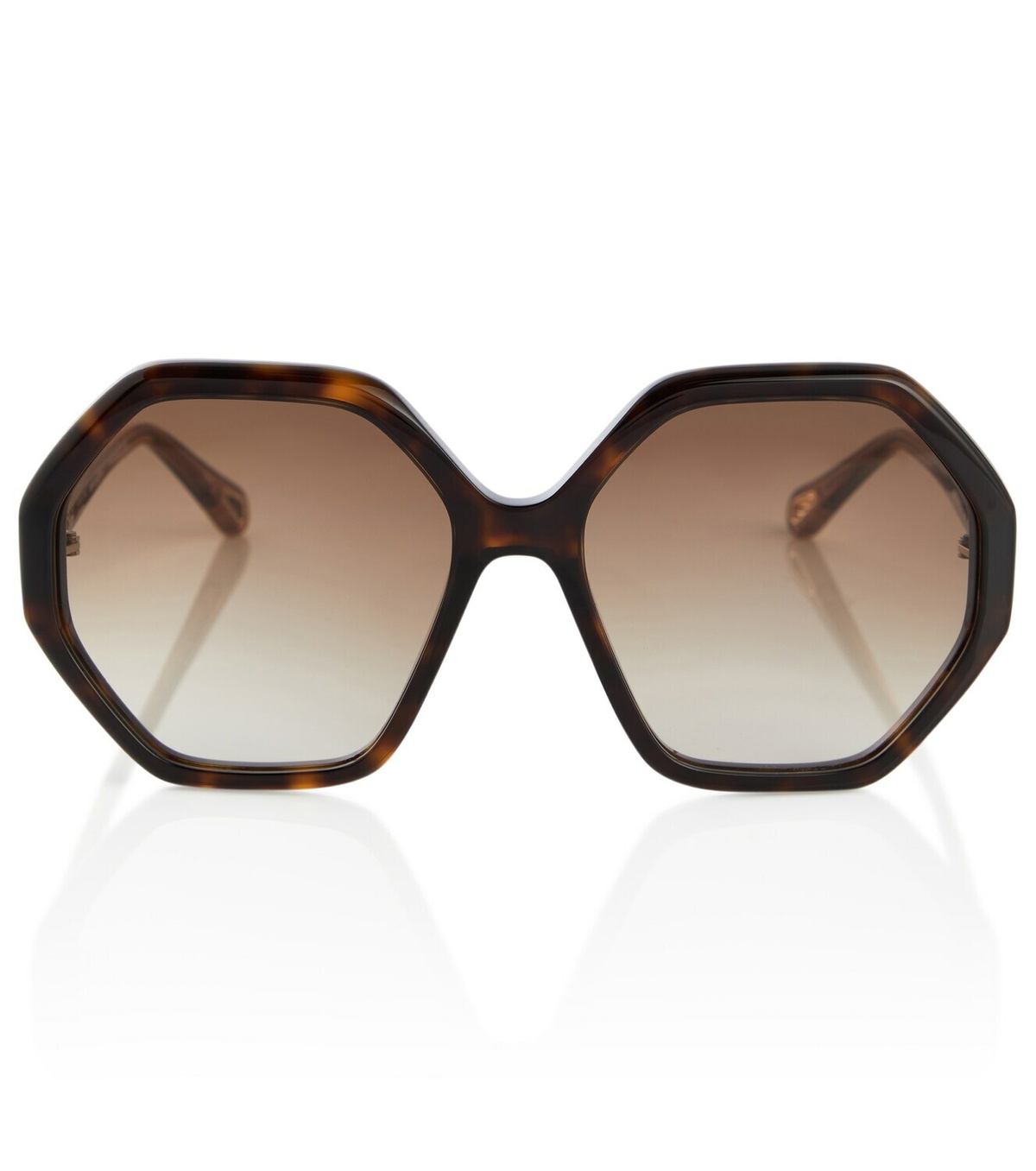 Chloé Tortoiseshell Hexagonal Sunglasses with Gradient Brown Lenses Chloe CH0226S Square Sunglasses | Fashion Eyewear US main image 2