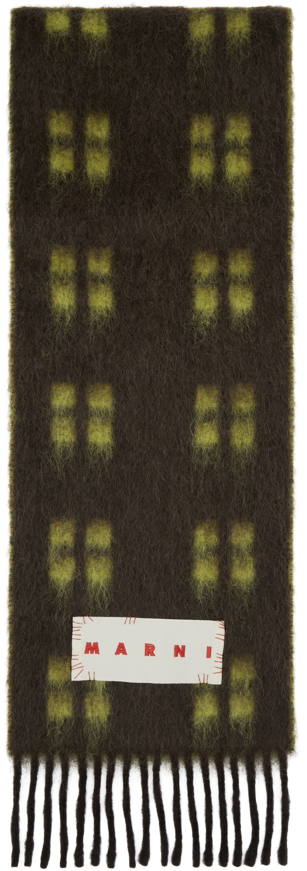 Marni Brown & Green Square Motif Scarf