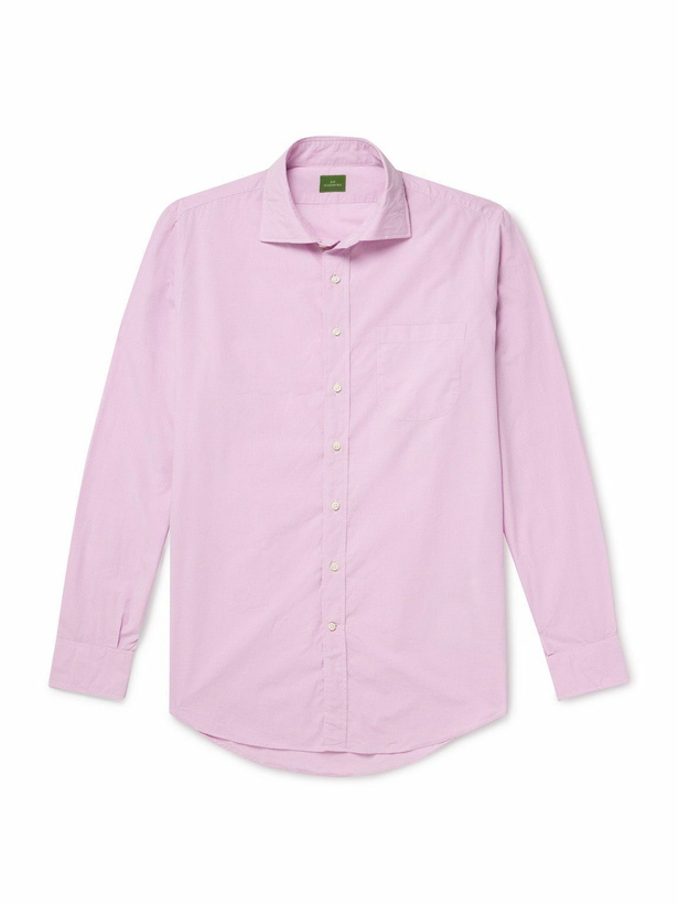 Photo: Sid Mashburn - Spread-Collar Checked Cotton-Poplin Shirt - Pink