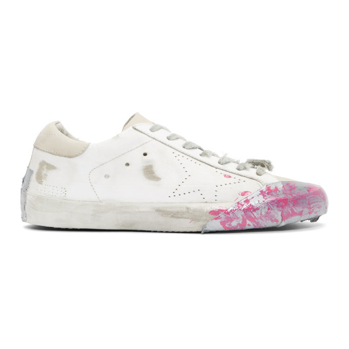 Photo: Golden Goose White Skate Paint Tape Sneakers