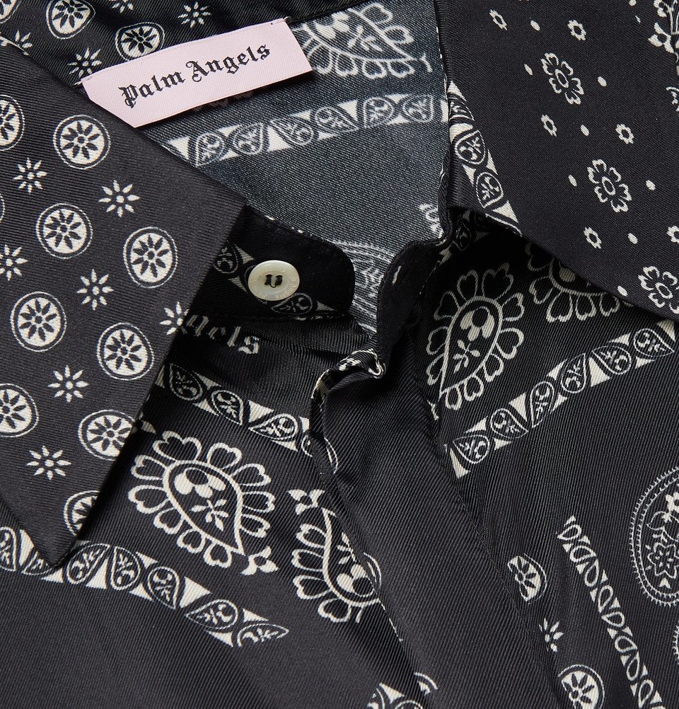 Palm Angels - Bandana-Print Twill Shirt - Black Palm Angels