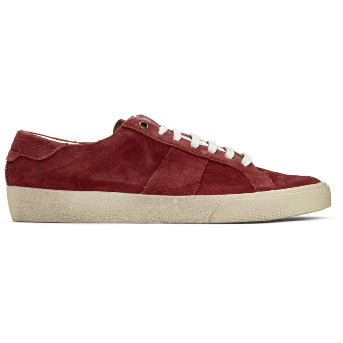 Photo: Saint Laurent Red Suede Court Classic SL-06 Sneakers 