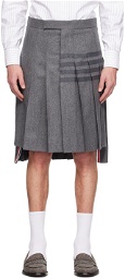 Thom Browne Gray Classic Backstrap Pleated 4-Bar Skirt