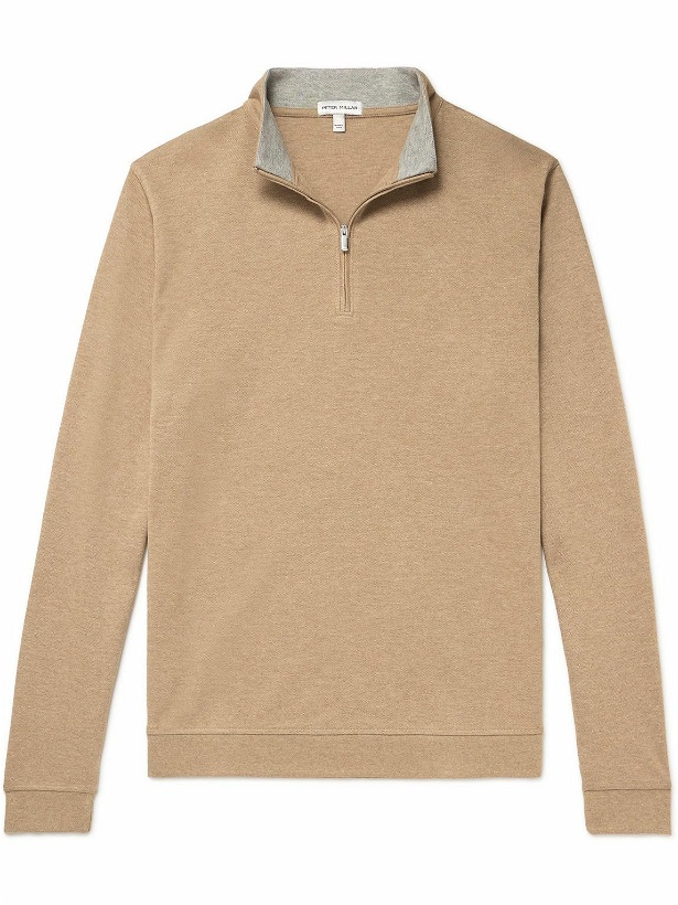 Photo: Peter Millar - Crown Cotton-Blend Piqué Half-Zip Sweatshirt - Neutrals