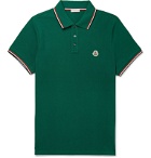 Moncler - Logo-Appliquéd Striped Cotton-Piqué Polo Shirt - Green