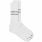 RoToTo Hemp Organic Cotton Stripe Sock in White/Grey White