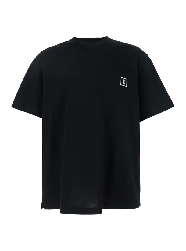 Photo: WOOYOUNGMI Black Crewneck T-shirt With Logo Detail On The Front And Maxi Logo Lettering On The Rear In Cotton Man