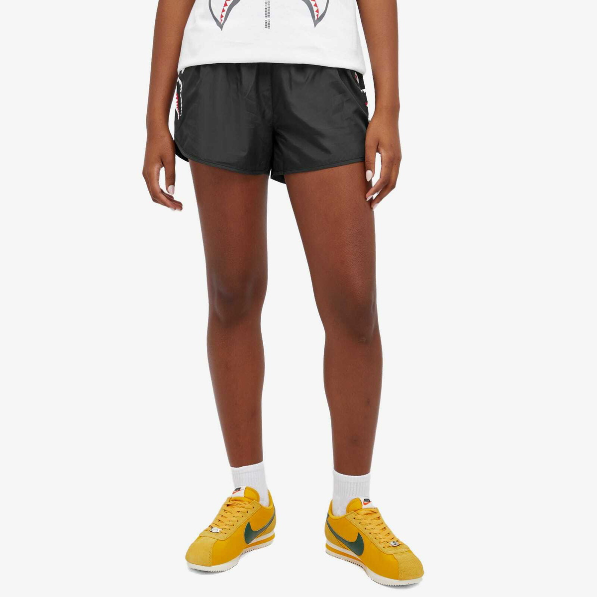 A Bathing Ape Women's Shark Running Shorts in Black