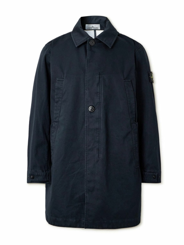 Photo: Stone Island - Garment-Dyed Organic Raso Gommato 3L Coat - Blue