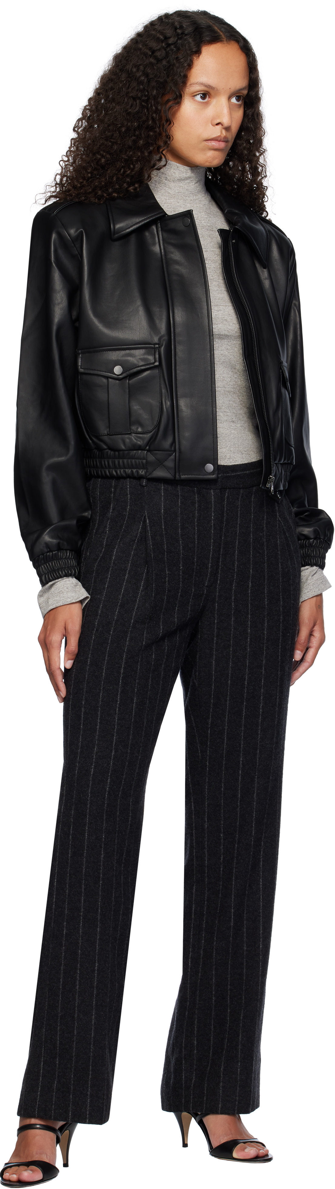 The Garment Black Brooklyn Bomber Leather Jacket