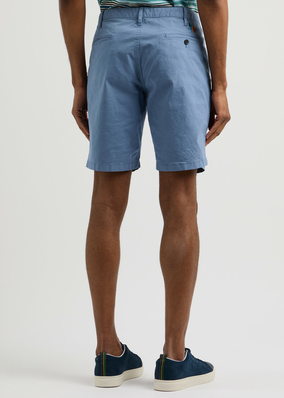 PS Paul Smith Zebra-embroidered Stretch-cotton Chinos Blue