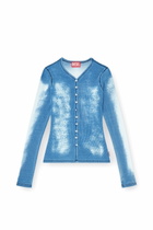 Diesel Rib-jersey cardigan with bleached effect - Tops Womens in Blue