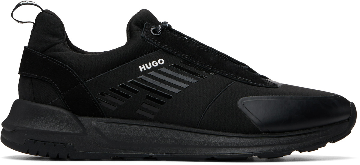 Hugo Black Printed-Logo Sneakers