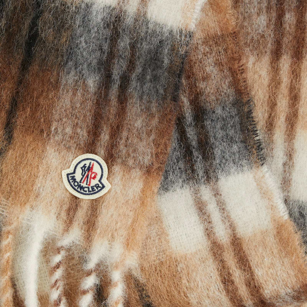 Moncler Men's Tartan Scarf in Brown 