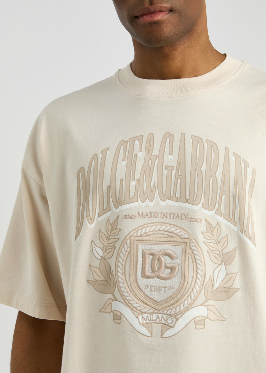 Dolce & Gabbana Logo-print Cotton T-shirt Cream Dolce & Gabbana