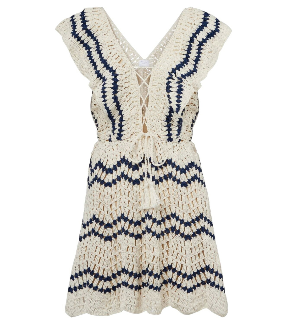 Anna Kosturova Striped crochet cotton polo shirt Anna Kosturova