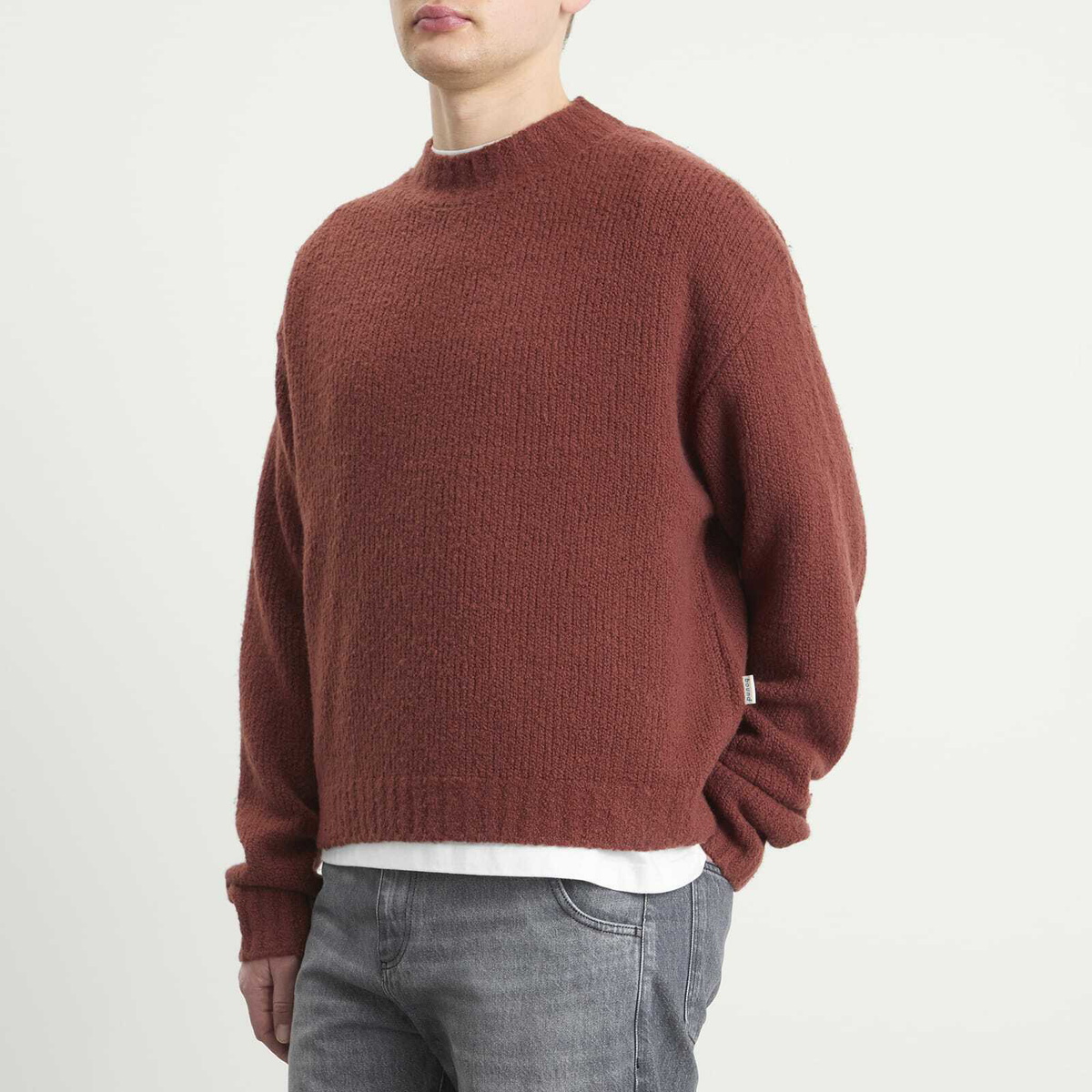 Bound Men's Cropped Wool Jumper in Brick