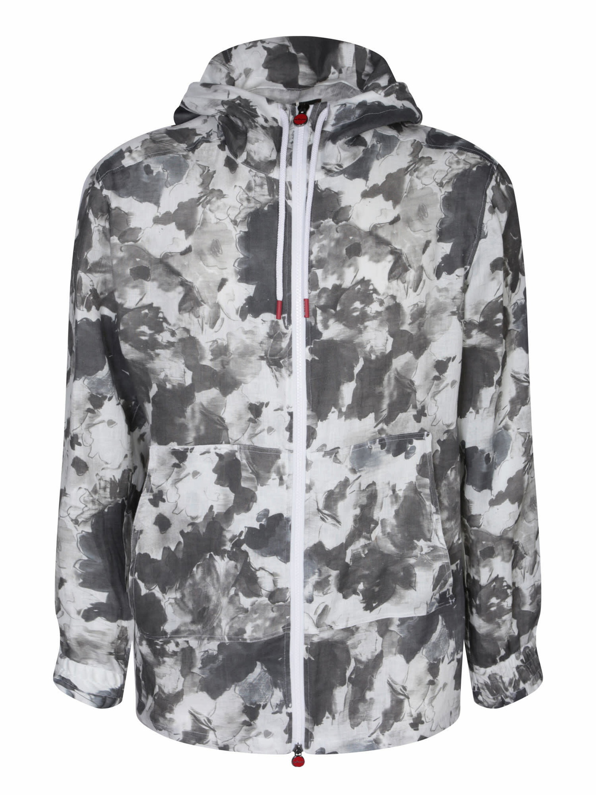 【送料&関税込】Kiton Zip Hoodie With Grey/white Pattern Kiton - Cable-Knit Cashmere Zip-Up Hoodie - Gray Kiton