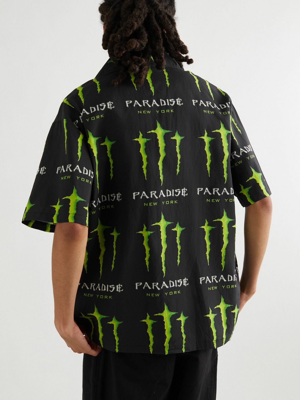 PARADISE - Camp-Collar Logo-Print Woven Shirt - Black