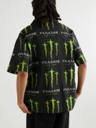 PARADISE - Camp-Collar Logo-Print Woven Shirt - Black