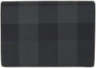 Burberry Black & Gray Check Card Holder