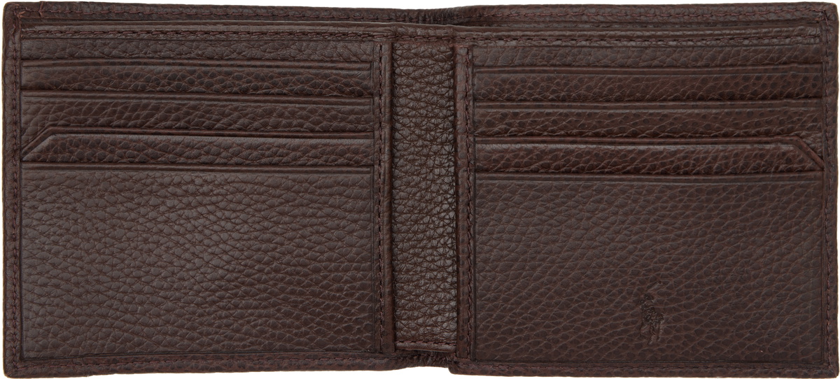 Polo Ralph Lauren Brown Pebbled Leather Billfold Wallet