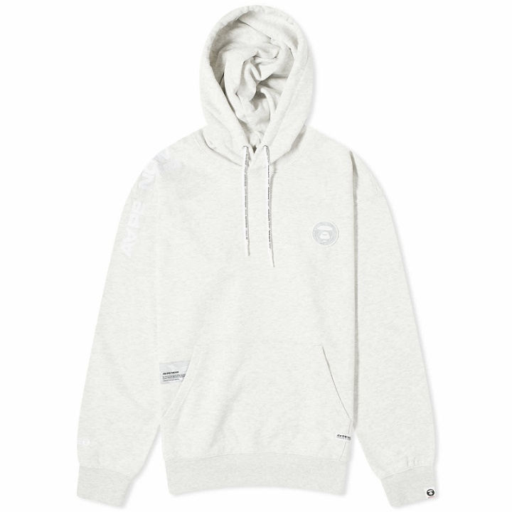 Photo: Men's AAPE Camo Silicone Badge Hoodie in Heather White
