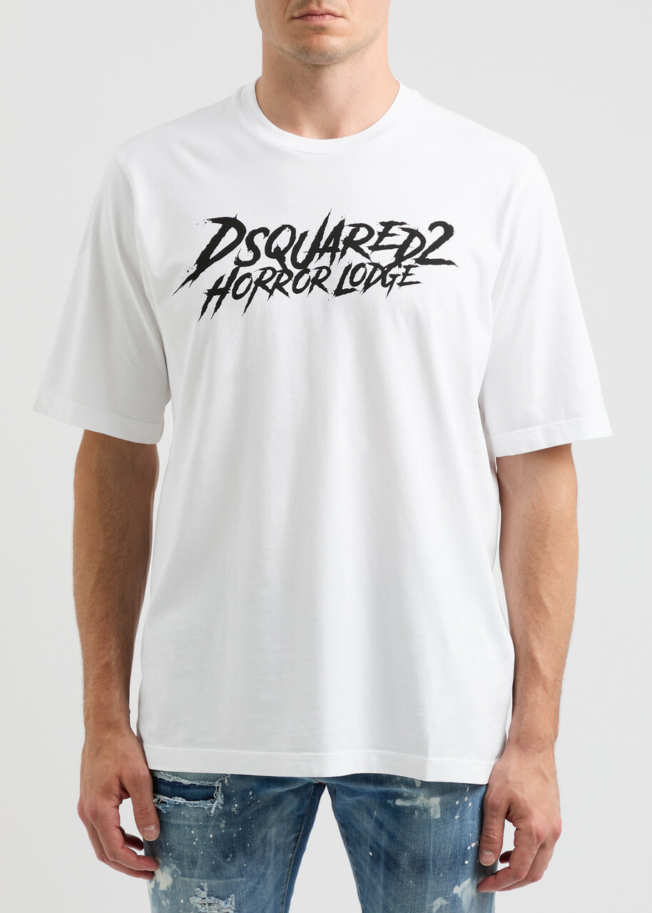 DSQUARED2 Horror Logo-print Cotton T-shirt White And Black Dsquared2