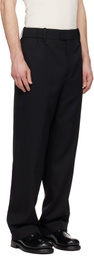 Solid Homme Black Turn-Up Wool Trousers