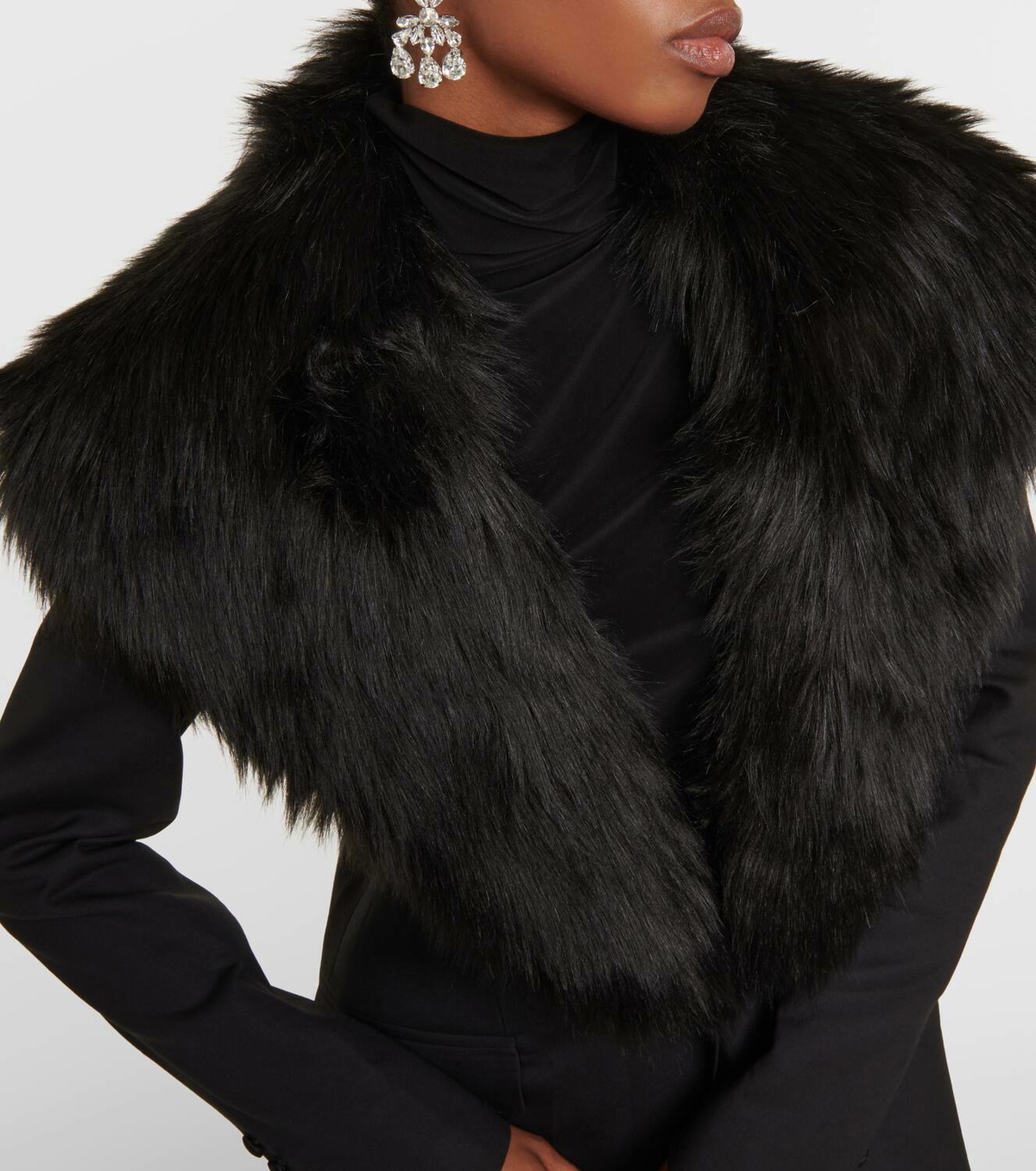 Costarellos Faux fur-trimmed wool-blend coat