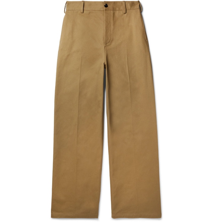 Photo: BOTTEGA VENETA - Wide-Leg Cotton-Twill Trousers - Brown