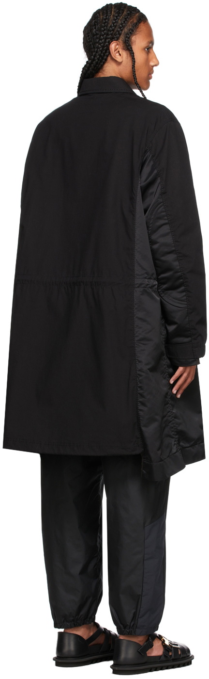 Sacai Black Satin & Poplin Military Coat Sacai